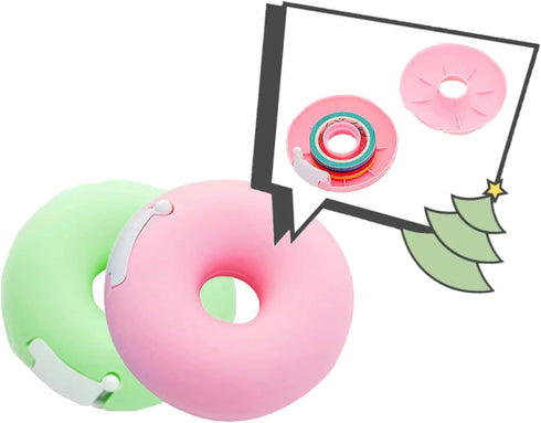 Candy Color Tape Dispenser, Small Cute Donut-Shaped Tape Organizer Desk for Home Office or School Supply (2Pcs Round)...