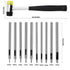 10 Pcs Leather Hole Punch Tool Set, 0.5mm-3.5mm Round Hole Punch Working Tools with Double Head Plastic and Rubber Hammer for Leather Belts, Canva...