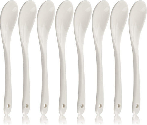 Porcelain Egg Spoons Ceramic Spoons Set of 8 Teaspoons for Tea Coffee Desserts Salt Sugar Spoon...