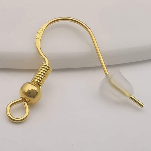 200 PCS/100 Pairs 925 Gold Hypo-allergenic Earring Hooks Fish Hook Ear Wires French Wire Hooks Jewelry Findings Earring Parts DIY Making with 200 ...