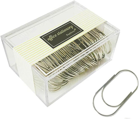 Silver Jumbo Paper Clips, 50pcs 50mm/2" Large Wide Paper Clips Non Skid Smooth Finish Steel Wire Office Supply Accessories...