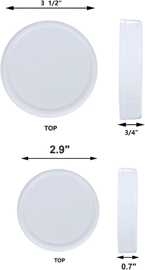 16Pcs Plastic 8 Regular Mouth Lids and 8 Wide Mouth Plastic Storage Caps for Mason Jars, White...