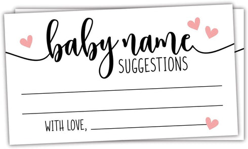 50 Sweet Heart Baby Name Suggestion Cards for Baby Shower...