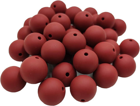 101pcs 15mm Silicone Round Beads for Keychain Making Maroon Color Silicone Pearl Rubber Spacer Beads Accessory Kit for DIY Pens Handmade Mom Neckl...