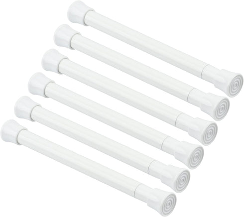 KXLIFE 6 PCS Small Spring Tension Curtain Rod 7.5-11.5 Inch, No Drilling Adjustable Short Tension Rod for Window Cupboard Closet, White...