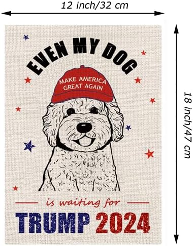 GAGEC Golden Doodle Garden Flag Even My Dog Is Waiting For Trump 2024 Vertical Burlap Double Sided Dog Outdoor Decor Yard Lawn Home Decoration 12....