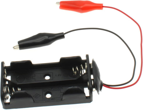2Sets 2X 1.5V Battery Holder with T Type Wired Battery Alligator Clip Standard Snap Connector kit 3V Thicken Plastic Battery Case...