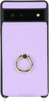 for Google Pixel 6 Case with Card Holder and Strap for Women,Crossbody Lanyard,Ring Stand,Snap Clasp,Phone Wallet Cases 6.4 inch(Purple)......