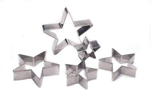 Star Cookie Cutters - Set of 5 Stainless Steel Stars - Five-Pointed Biscuit Molds for Fondant Cake & Cookies...