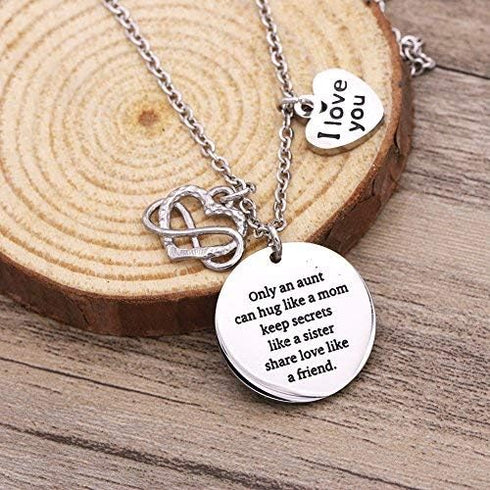 Melix Home Aunt Necklace Auntie Gift I Love You Charm Gifts for Aunts From Niece Nephew...