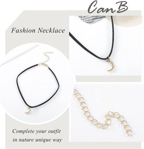 Moon Choker Dainty Choker Velvet Black Choker Moon Necklace Fashion Choker Necklace for Women...