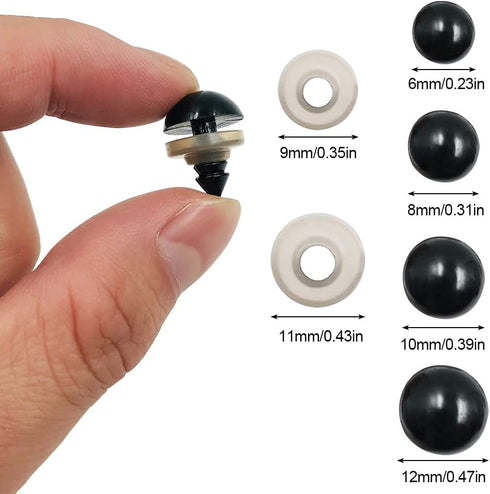 findTop 1000 Pieces Black Plastic Safety Eyes with Washers for Stuffed Animal Eyes DIY Craft Projects (4 Sizes)...