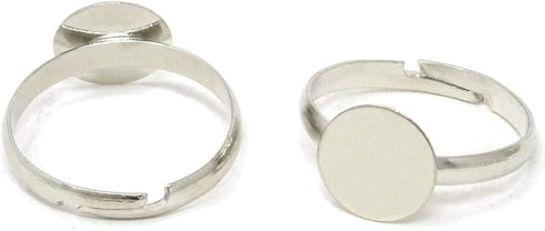 Honbay 20PCS Adjustable Blank Rings with 10mm Flat Bases Jewelry Making Supplies...