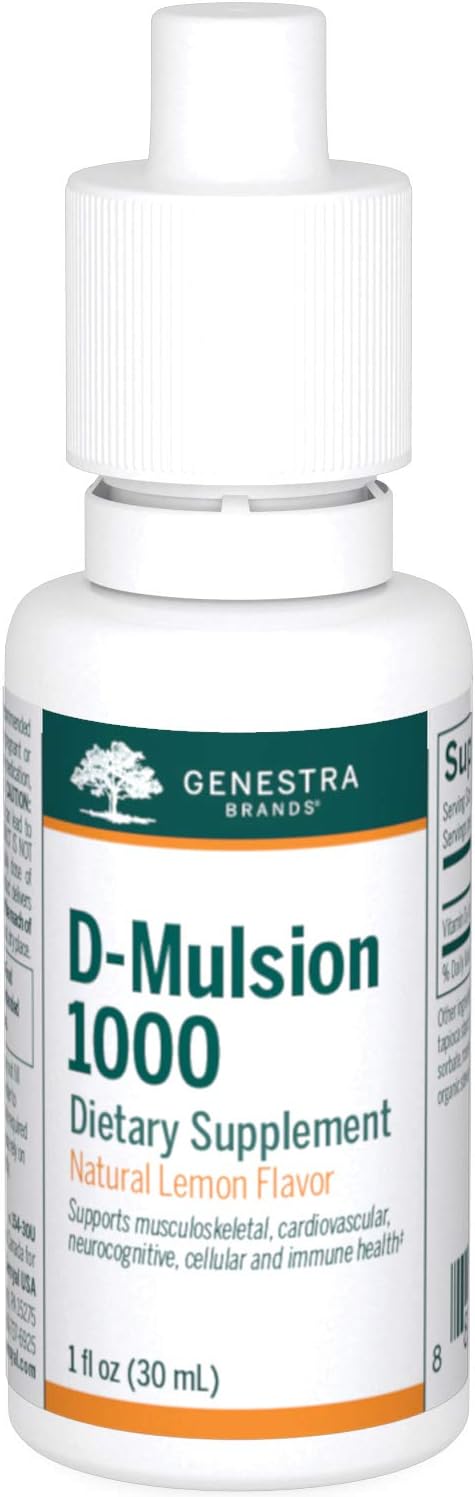 Genestra Brands D-Mulsion 1000 - Liquid Vitamin D Supplement - Natural Lemon Flavor - 1 Fl Oz...