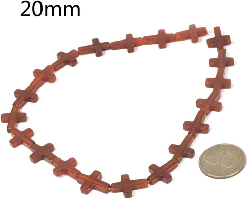 20mm Carved Red Agate Cross Charms Bead Gemstone Jewelry Making Supplies Loose Bead 16 Inch...