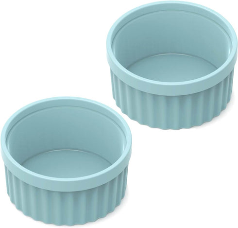 Silicone Ramekins 8 oz Oven Safe, 2Pcs Creme Brulee Ramekins Oven Safe, 4 inch Silicone Custard Cups, Small Baking Bowls For Baking Souffle, Puddi...