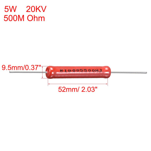 uxcell 5W Power Rating 500M Ohm High Voltage Glass Glaze Electrical Film Resistor 3Pcs...