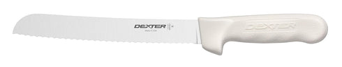 Dexter-Russell 8" scalloped bread knife, white handle...