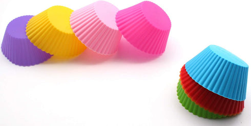 Reusable Silicone Cake Mold 24PCS, Small Baking Cup Truffle Cake Pan Set 8 Colors Non-Stick...