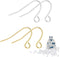 925 Sterling Earring Hooks 200PCS Silver+14K Gold Jewelry Making Supplies Hypoallergenic Ear Wires Fish Hook Earring Findings with 200PCS Clear Ru...