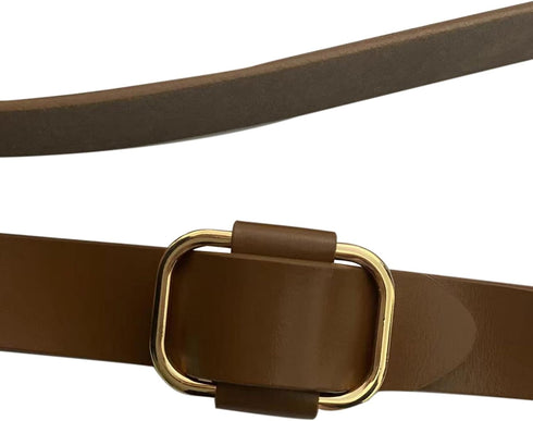 Women/girls’ belt for formal and casual,Bright brown Belt,dress ornament, Nonporous belt,Genuine Leather., 108CMx2.8CMx0.3CM...