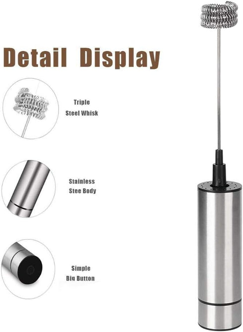 Electric Stirrer, Frother, Stainless Steel Coffee Stirrer Mixer Blender Electric Egg Beater Milk Frother Frother Wand Milk Frother Handheld Home K...