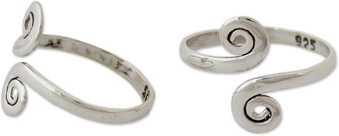 NOVICA Artisan Handmade Sterling Silver Toe Rings | Bohemian Toe Ring | Adjustable Toe Rings | Twist Toe Ring | Swirl Toe Ring | Wrap Around Toe R...