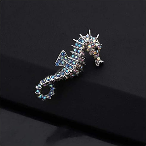 SaiDian 1 Pcs Seahorse Pin Brooch Animal Ocean Seahorse Brooch Crystal Rhinestone for Skirt Denim Bag Accessories...