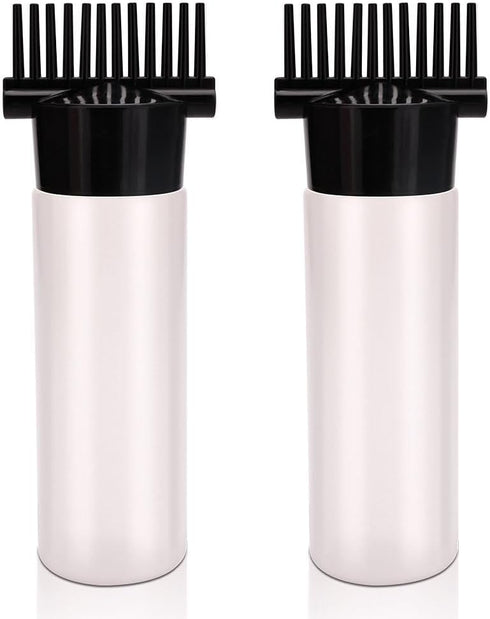 Hair Oiling Applicator With Comb Root 2 Pack 6 OZ Hair Dye Bottle Plastic Squeeze Bottles Scale for Hair Care Scalp Oil Applicator Hair Oil Dispen...