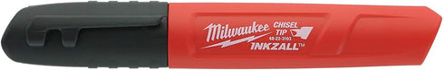 Milwaukee 48-22-3103 Inkzall Chisel Tip Multi Surface Jobsite Marker w/Water, Oil, and Dust Resistance, 6 Pack...