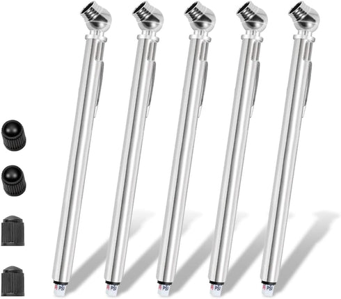 Pencil Tire Pressure Gauge, Mechanical Air Gage, Air Pressure Gauge for Tires, Stainless Steel Single Chuck with Valve Stem Cap, Wheel Air Pressur...