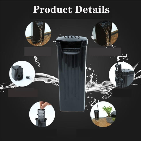 Aquarium Filter Fish Tank Filter for Turtle Tanks, Reptiles, Amphibians, Frog, Cichlids, Newt or Fish Tank Waterfall Flow Water Clean Pump (Black ...