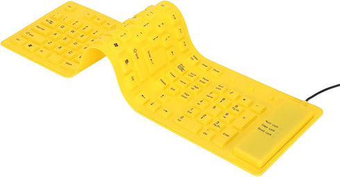 ASHATA Foldable Silicone Keyboard USB Wired Keyboard Mute Waterproof Rollup Keyboard for PC Laptop Notebook, 2 Color, 108 Keys(Yellow)...