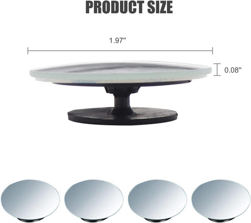 4 Pcs Blind Spot Car Mirror, 2" Round Wide Angle Adjustable Blind Spot Mirror, HD Glass Frameless Convex Rear View Mirror, Round Glass Blind Spot ...