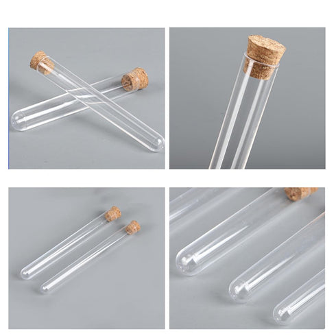 10Pcs Clear Plastic Test Tubes with Cork Stoppers, 15x150mm 13ml, Good Seal for Jewelry Seed Beads Powder Spice Liquid Storage, Lab Use or Decorat...