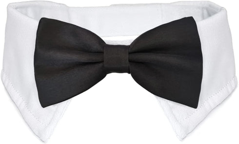Bow Tie for Dogs, KOOLMOX Dog Bow Tie, Handcrafted Black Dog Bowtie with 21'' Adjustable Dog Collar Tux White Dog Collar for Large Dogs Wedding At...