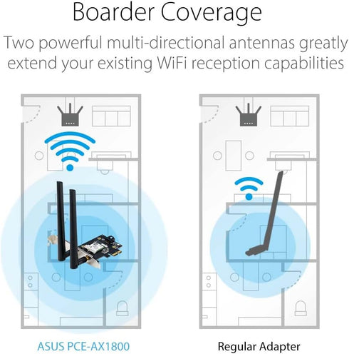 ASUS AX1800 PCIe WiFi Adapter (PCE-AX1800) - WiFi 6, Bluetooth 5.2, Ultra-Low Latency Wireless, 2 External Antenna, Supporting Total Data Rate up ...
