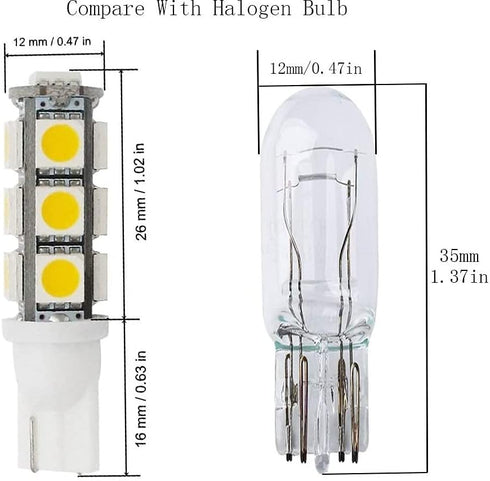 Sago 10 Pack, Wedge T10-T5 1w Bulb 360deg LED Extra bright for Malibu 12v Dc Landscape Light-13 SMD- pure White...