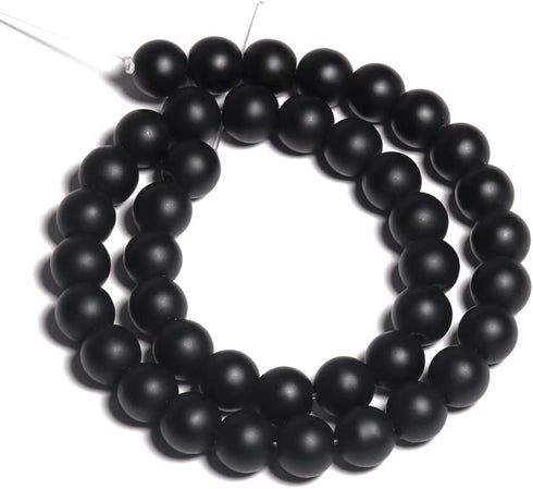 Yochus 8mm Black Matte Onyx Agates Round Loose Beads Frost Dull Polish Agat Beads for Jewelry Making...