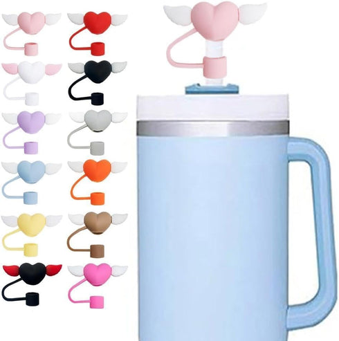 Purple Straw Cover,Love Wing Straw Covers Cap Toppers for Stanley Cup,10mm Silicone Straw Cover Fits For Stanley 30&40 Oz Tumbler,Themed Party Gif...