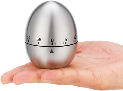 Egg Timer Wind up Kitchen Cooking Timer Reminder Mechanical Reminder Cute Mechanical Rotating Alarm with 60 Minutes for Cooking (Silver)...