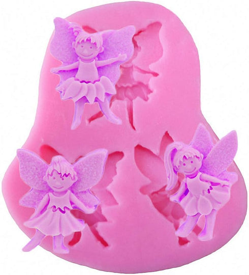 3Pcs/Set Flower Fairy Fondant Mold Angel with Wings Silicone Mold for Cupcake Cake Topper Decorating, Polymer Clay, Crafting, Resin Epoxy, Jewelry...