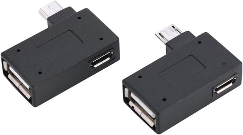 Zerone 2Pcs 90 Degree Left & Right Angled Micro USB 2.0 OTG Host Adapter, Female to Male Micro OTG Adapter with USB Electricity Supply Port...