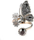 Kokoma Black Crystal Butterfly Ring for Women Cubic Zirconia Daisy Flower Open Statement Rings Wrap Finger Band Engagement Promise Rings...