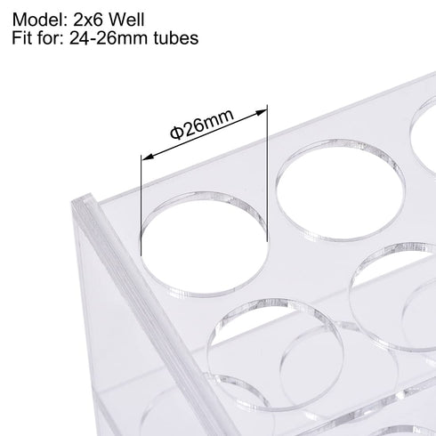 uxcell Acrylic Test Tube Holder Lab Stand Rack 2x6 Wells for Centrifuge Tubes Clear...