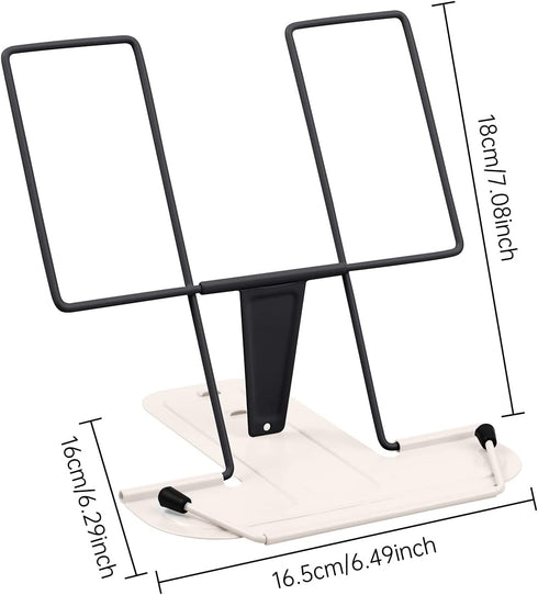 MSDADA Metal Book Stand for Desk, Adjustable Reading Rest Book Holder, Portable Cookbook Documents Holder, Sturdy Typing Stand for Recipes Textboo...