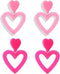2 Pairs Hot Pink Heart Earrings For Women Red Baublebar Earrings Acrylic Candy-colored Earrings Lightweight Double Love Heart Drop Earrings B...