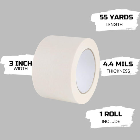 Lichamp Wide Masking Tape 3 inches, 1 Pack General Purpose Beige Masking Tape White Masking Paper, 3 inches x 55 Yards x 1 Roll...
