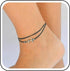Boho Layered Leather Anchor Anklet Bracelet Black Leather Cord Ankle Bracelets Black Rope Anklets Black String Anklets Foot Chain Jewelry for Wome...
