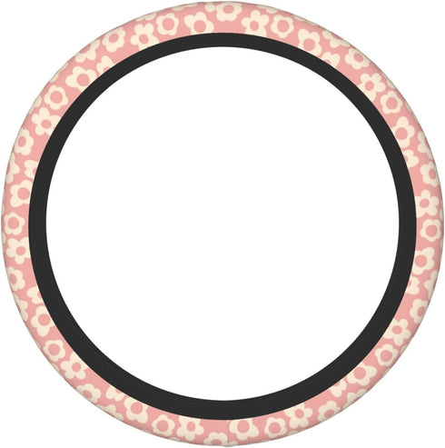 Pink Groovy Flower Abstract Floral Aesthetic Steering Wheel Cover for Women Men Girls Car Accessories Decor Anti-Slip Neoprene Auto Steering Wheel...